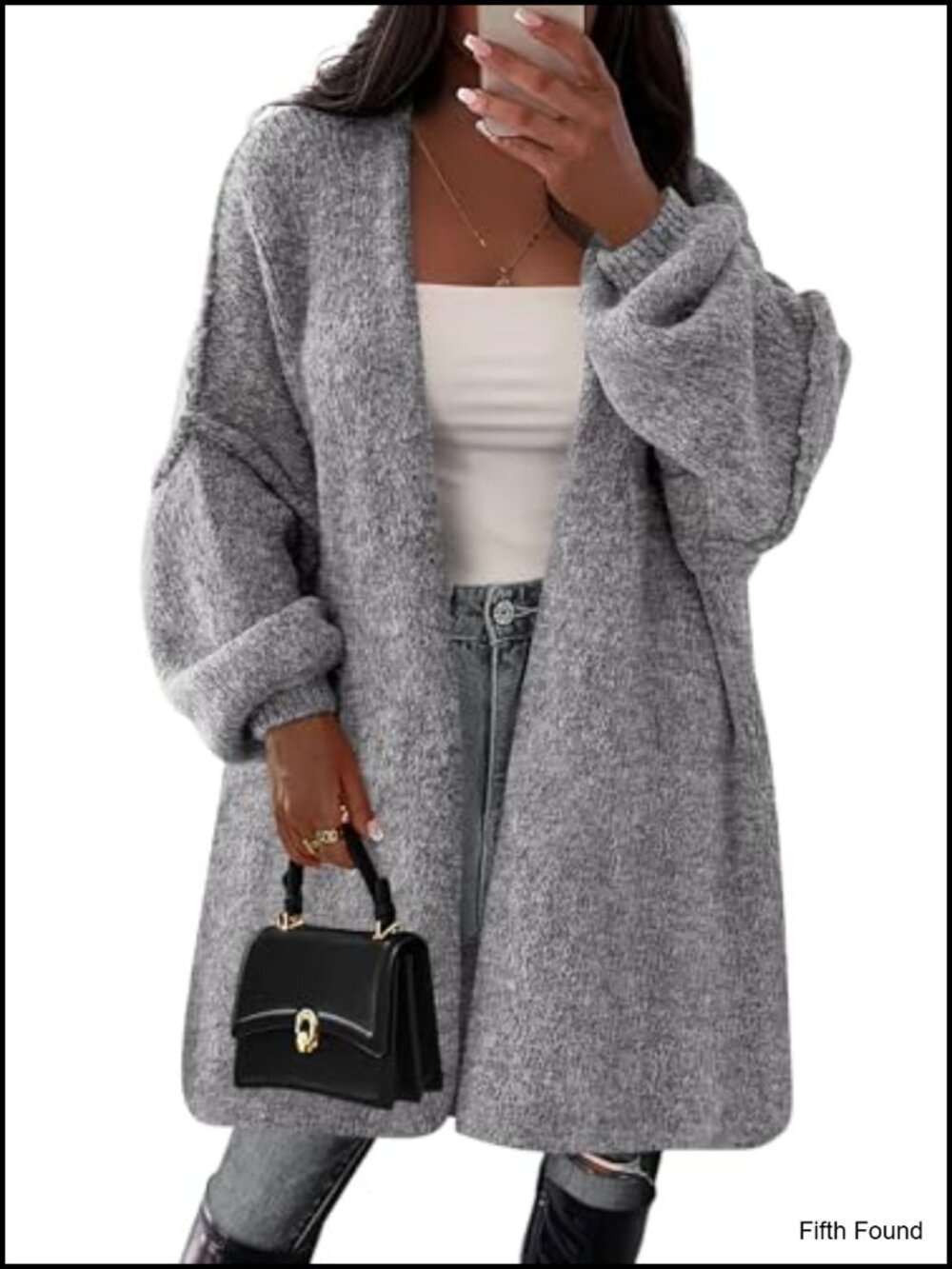 Oversized Long Cardigan Sweater Knit Ribbed Open Front V-Neck